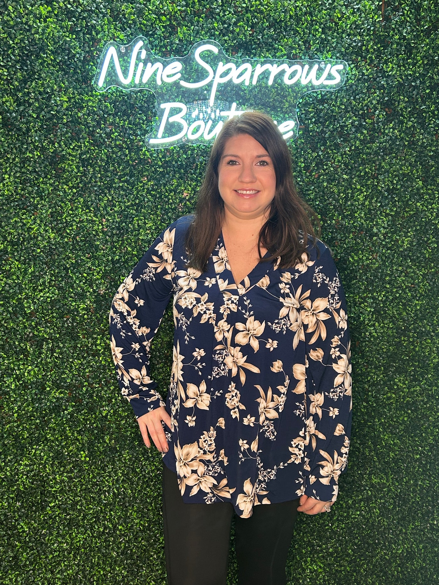 Navy Floral Top