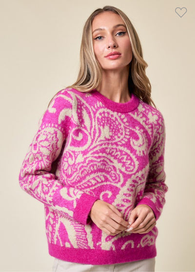 Pink Paisley Sweater