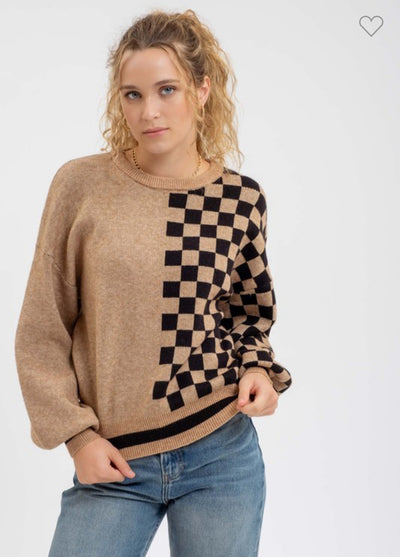 Carmel Checkered Sweater