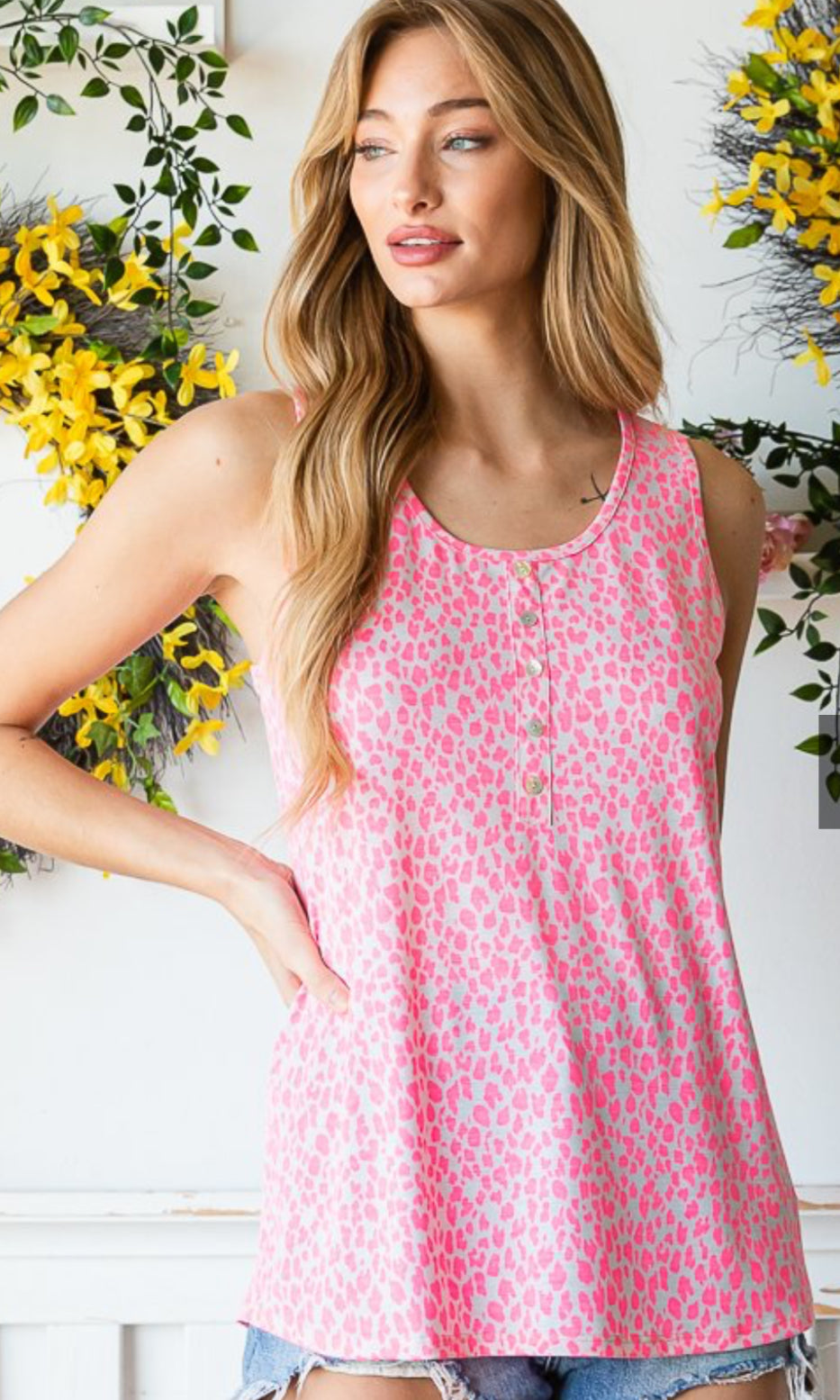 Neon Pink Animal Print Tank