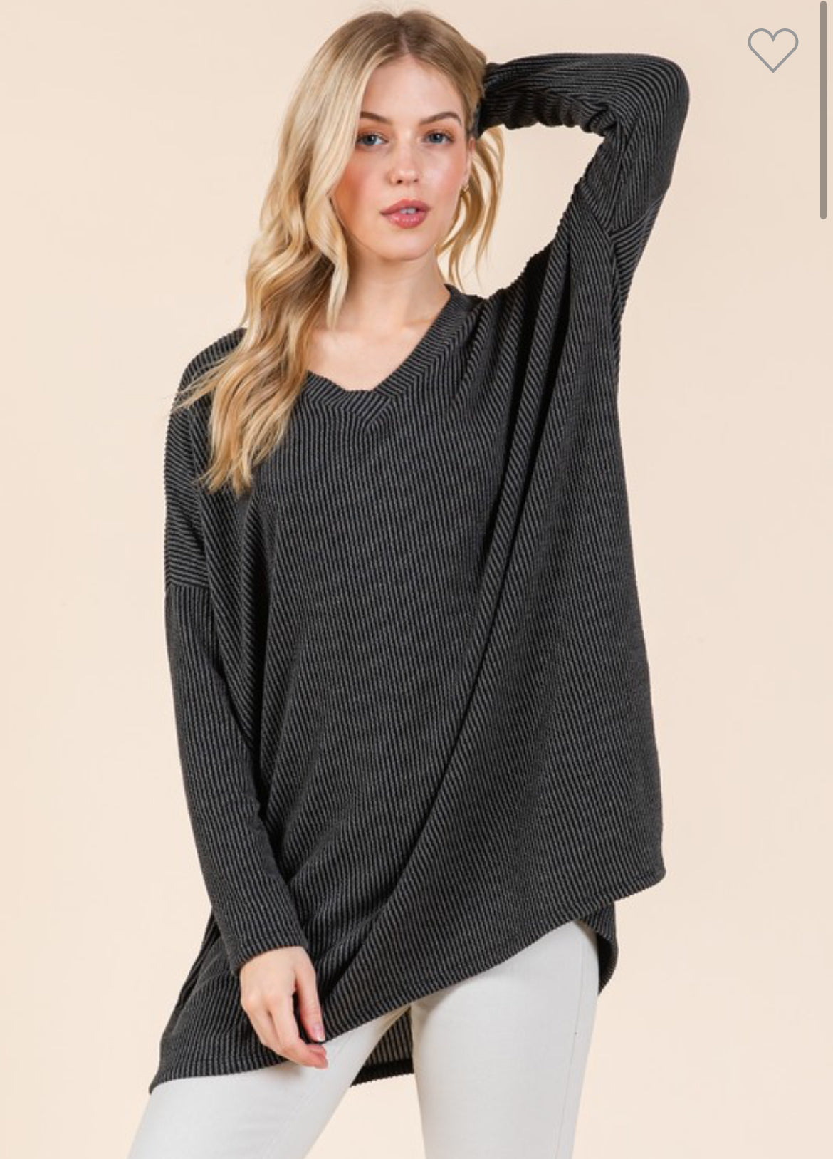 Oversized Ribbed VNECK