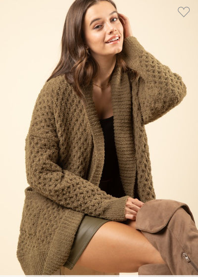 Olive Knit Sweater Cardigan
