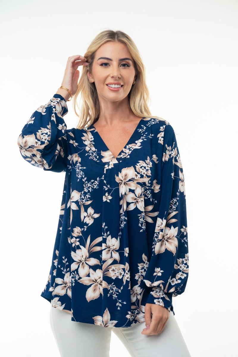 Navy Floral Top