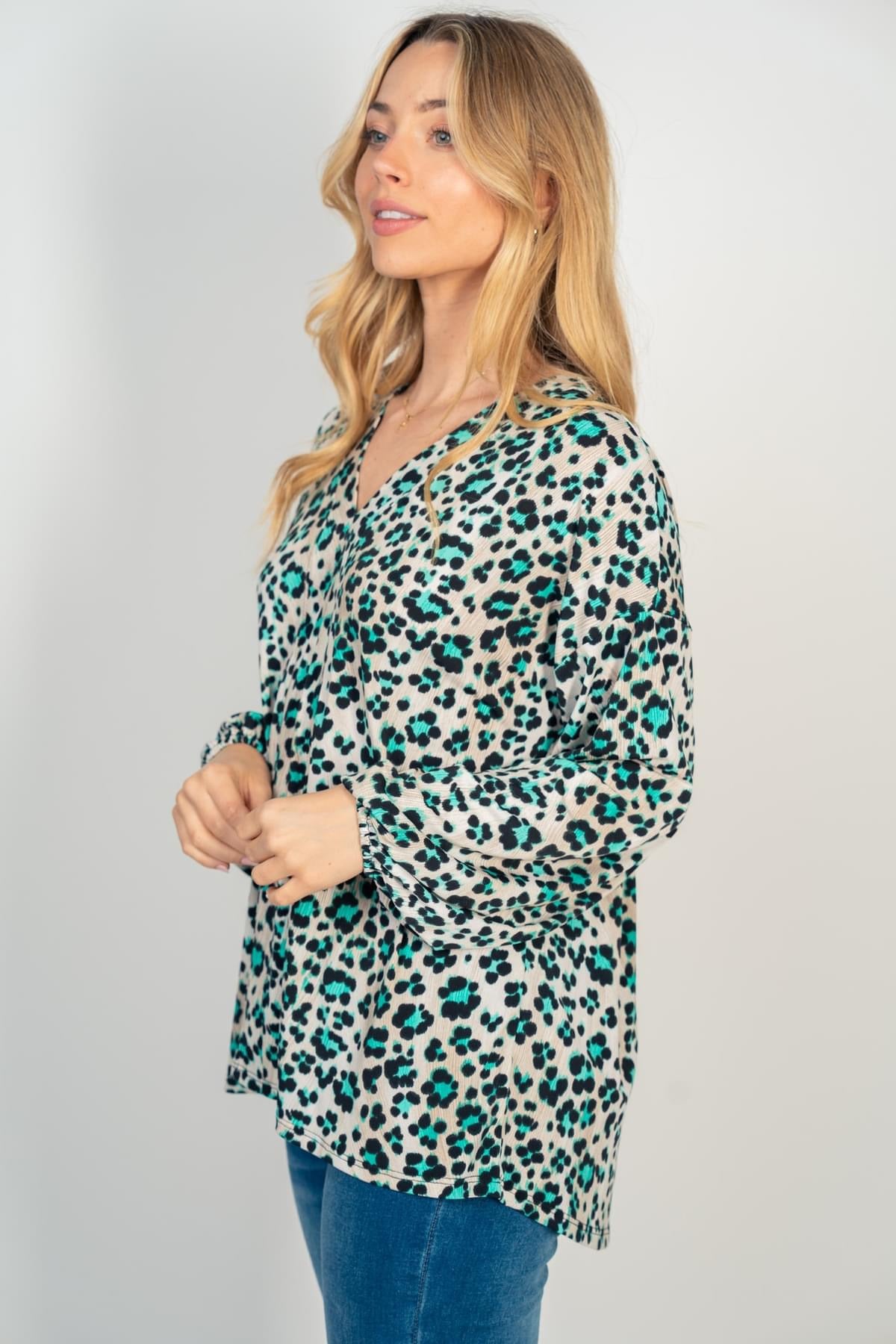 Teal Cheetah Top