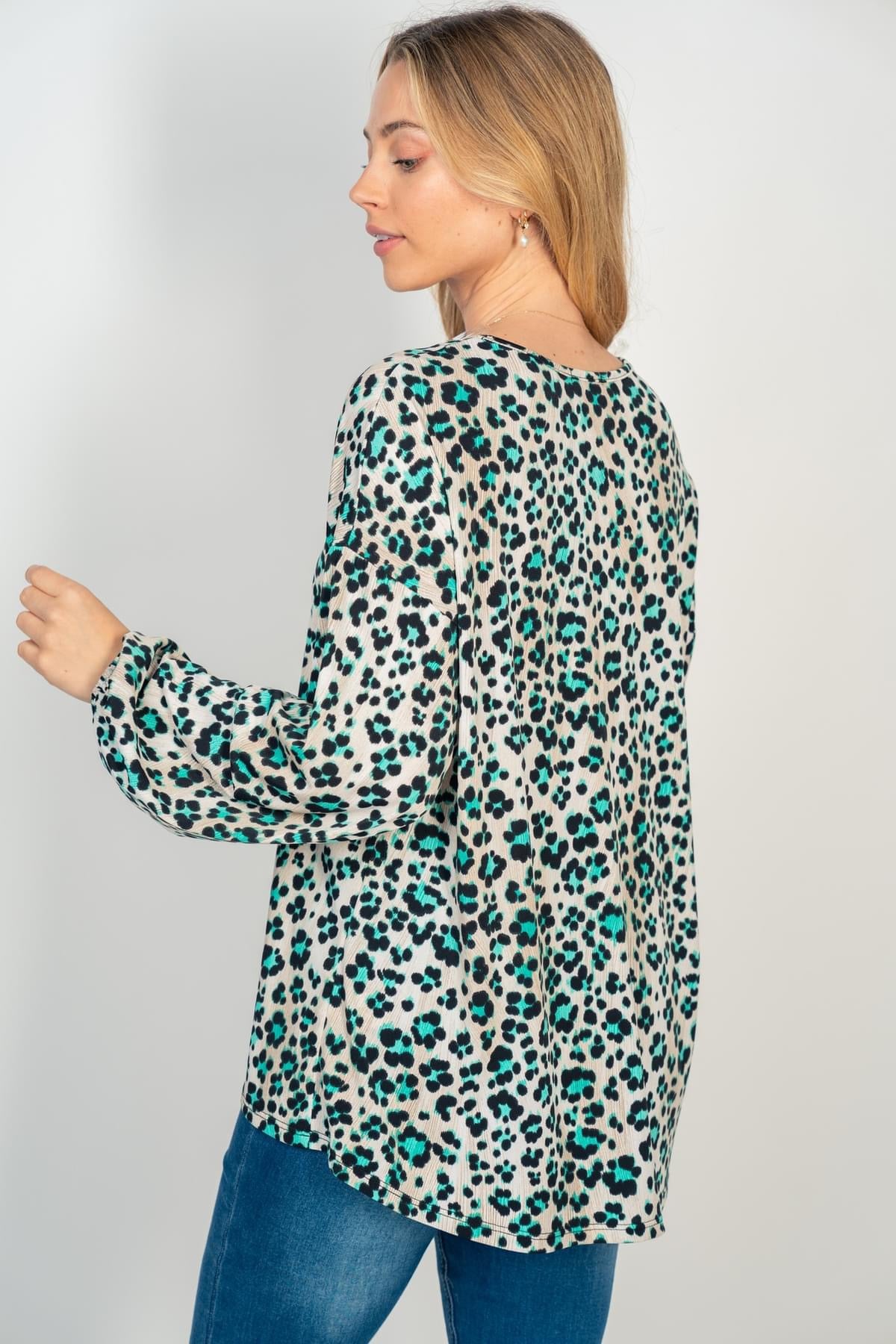 Teal Cheetah Top