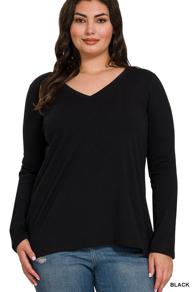 Black Cotton Vneck