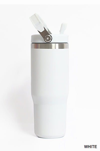 30OZ STAINLESS STEEL FLIP STRAW TUMBLER