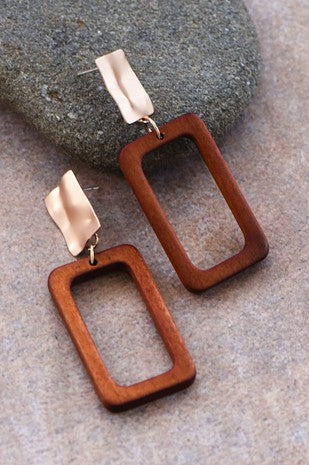 Rectangular Wooden Earrings