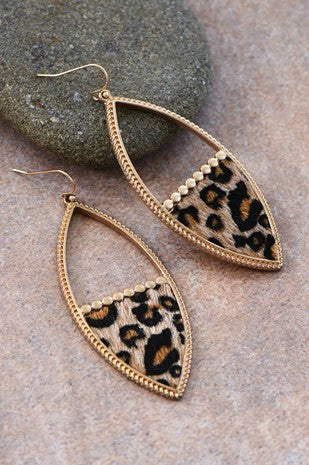 Leopard Leather Drop Earrings