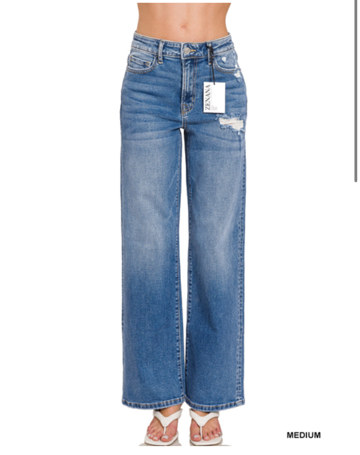 High Waisted Straight Leg Denim Pants