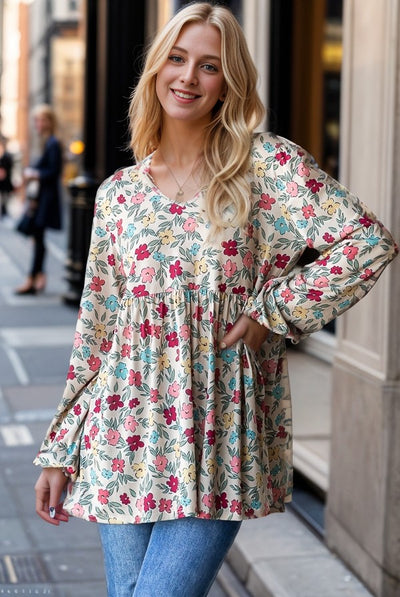 Puff Sleeve Floral Babydoll Top