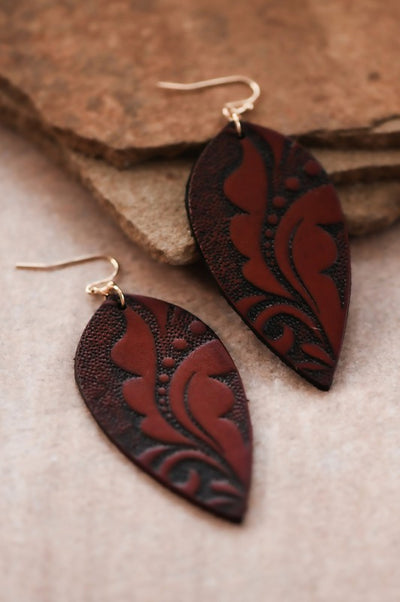 Boho Embossed Leather Earrings