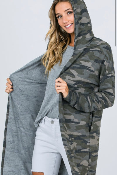 Camo French Terry Hoodie Cardigan