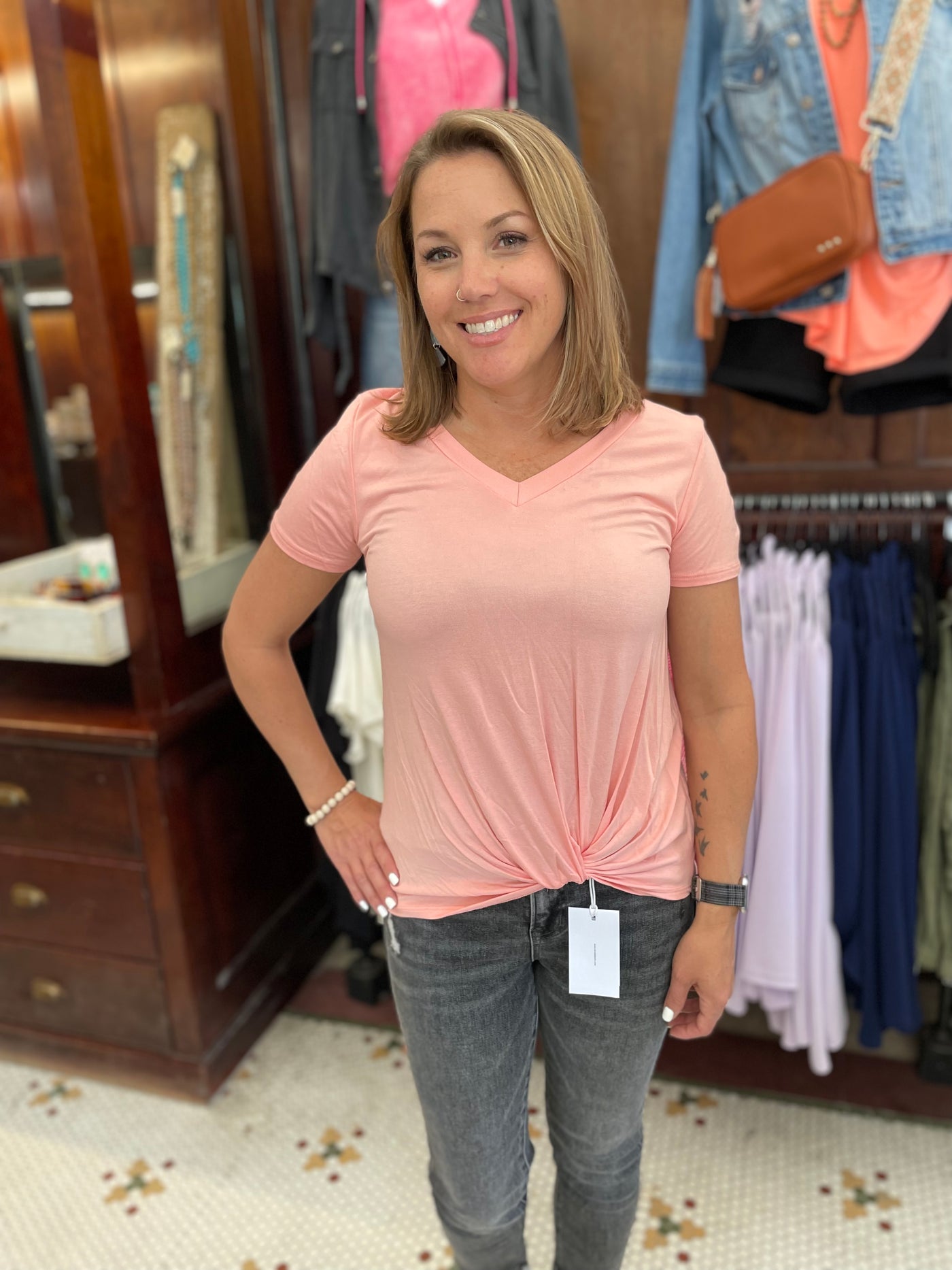 Blush Knotted Top