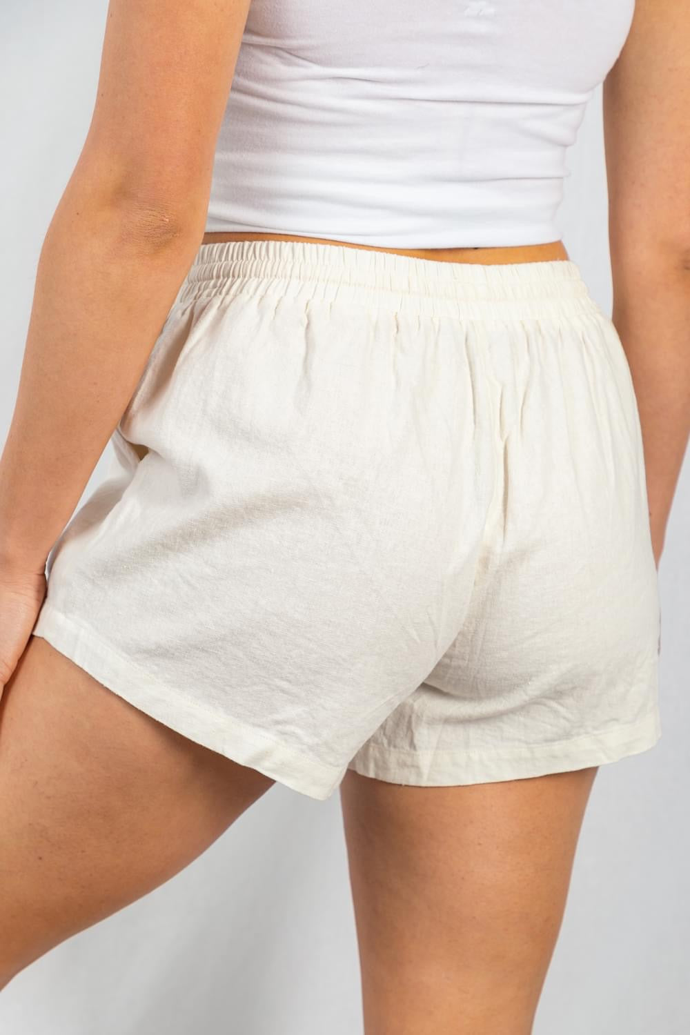 Ivory Linen Shorts