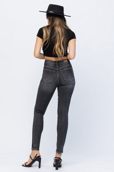 Judy Blue- HW Vintage Black Yoke Skinny