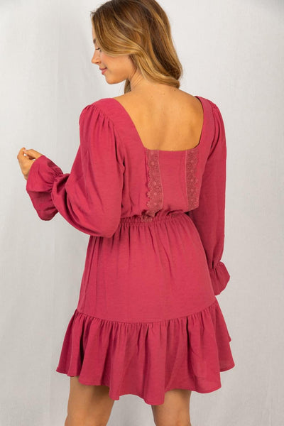 Dark Berry Lace Trimmed Dress