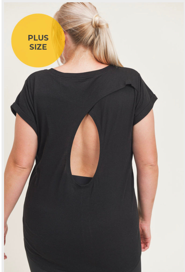 Black Athletic Open Back Top