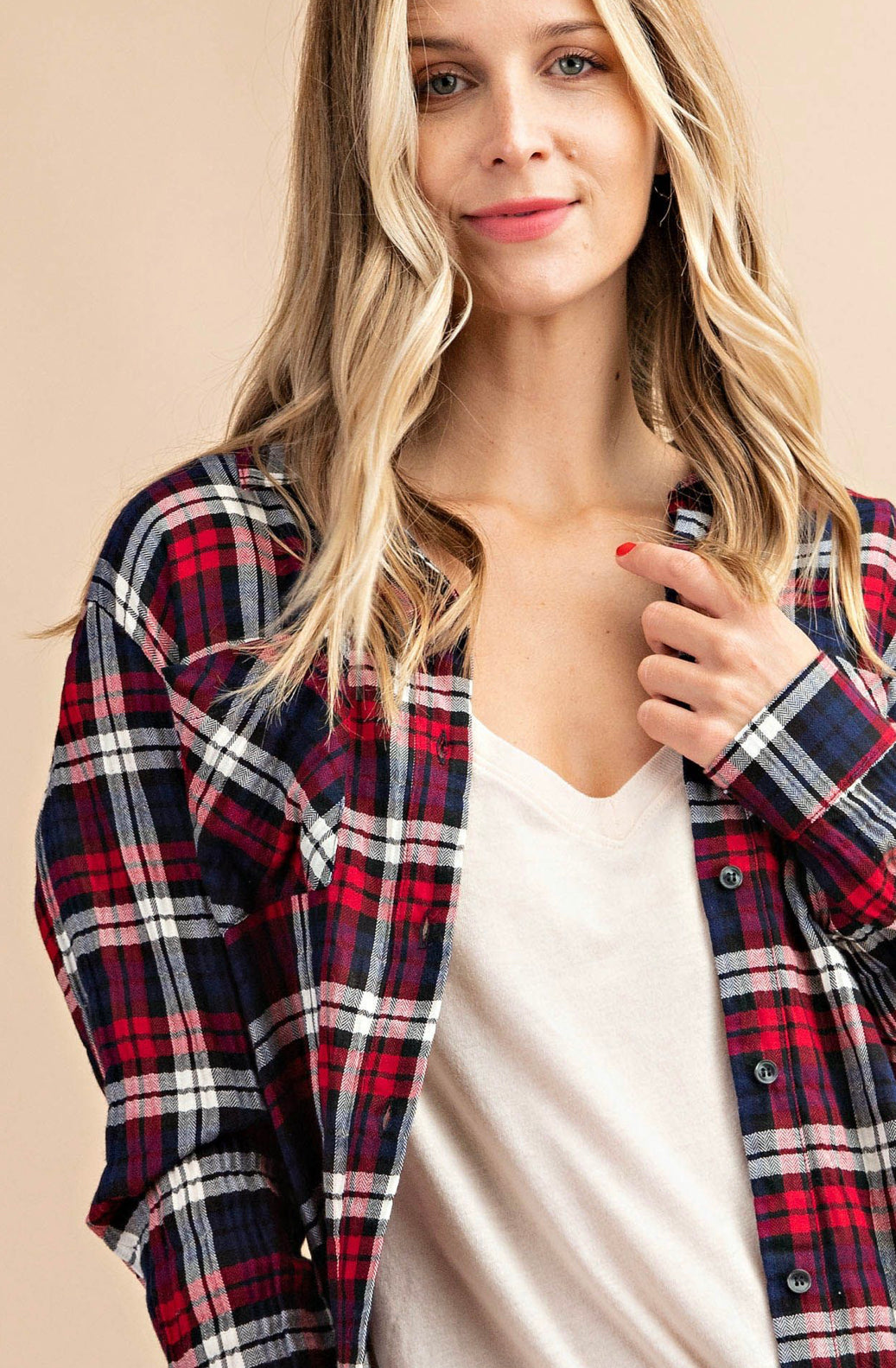 CRINKLED CHECK BUTTON DOWN SHIRT